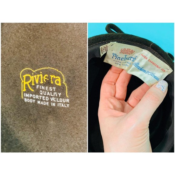 Vintage 1950s Feather Hat Pinehurst Brown Round Cap - Picture 7 of 9